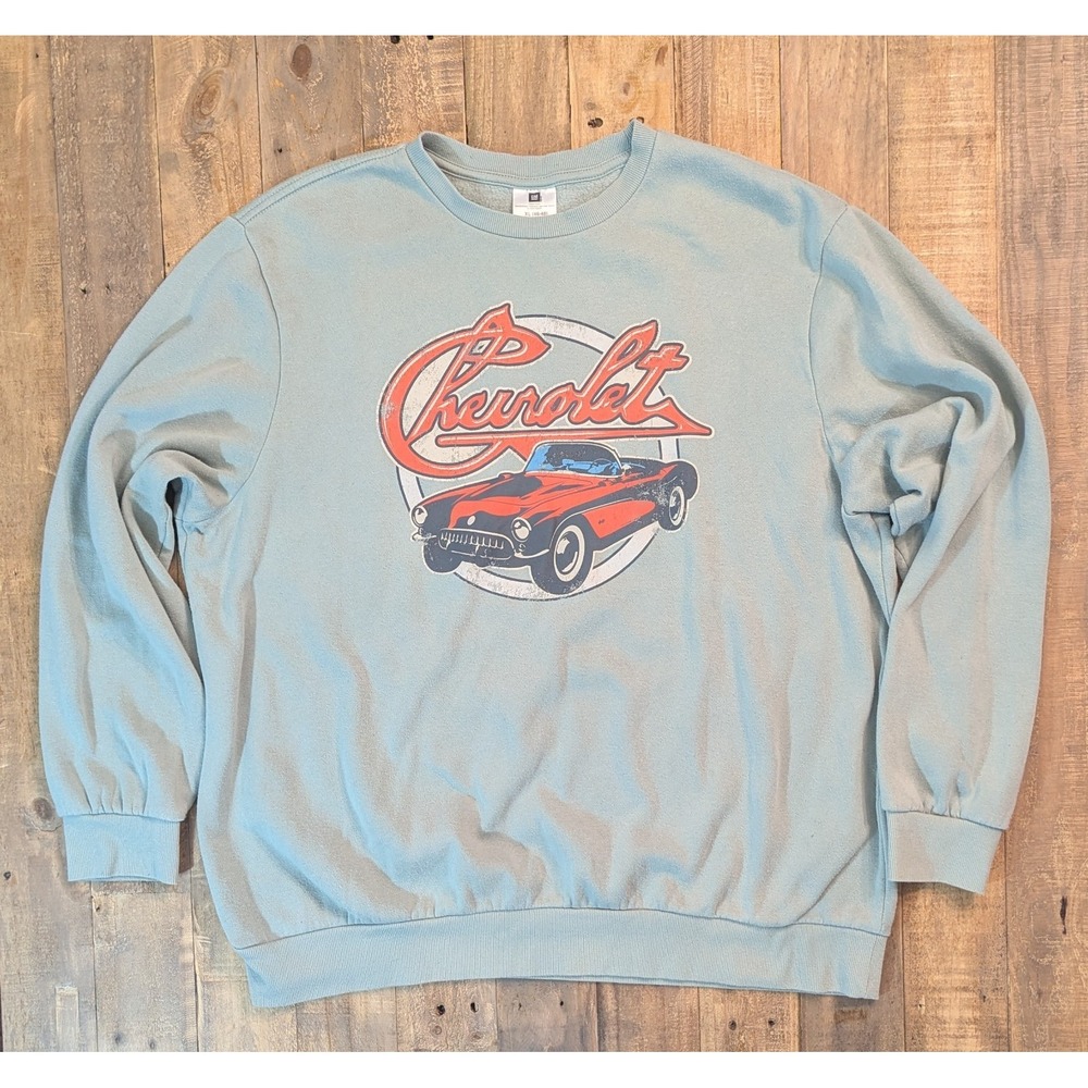 Hybrid Apparel GM Chevrolet Graphic Sweatshirt Mens XL Green Pullover